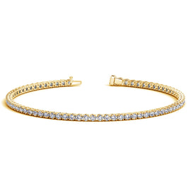 Yellow Gold 14k Classic Round Diamond Tennis Bracelet 2 cttw