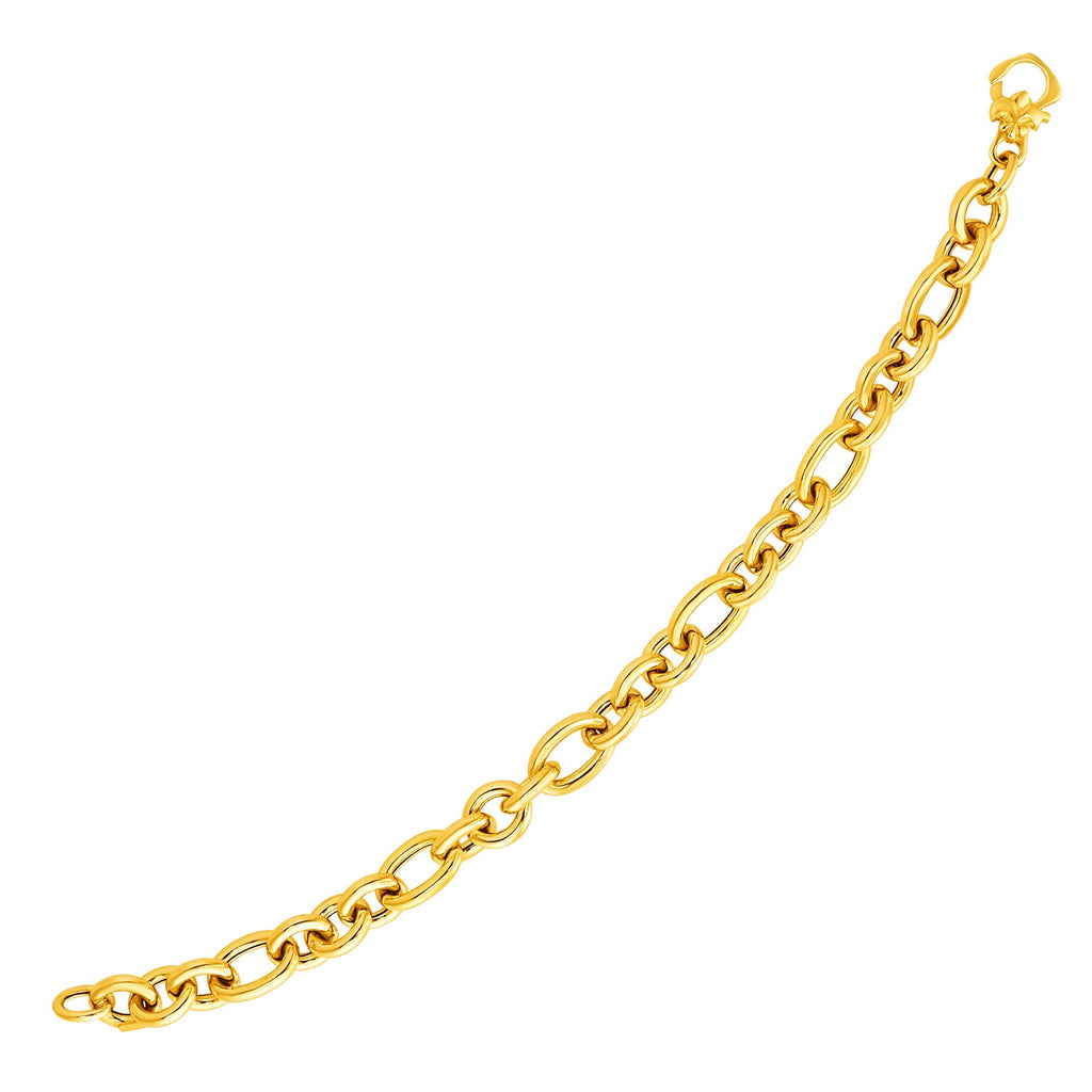 Yellow Gold 14k Oval Link Bracelet in Lobster Claw Lock