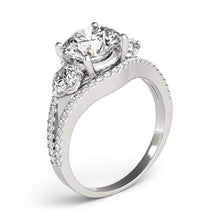 Load image into Gallery viewer, White Gold 14k 3 Stone Split Pave Shank Diamond Engagement Ring 2 3/4 cttw Ideal Any Ocassions