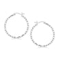 Sterling Silver Faceted Motif Hoop Earrings with Rhodium Plating