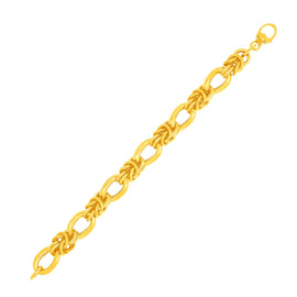 Yellow Gold 14k Fancy Knotted Link Textured Bracelet in Lobster Claw Lock