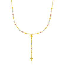 Load image into Gallery viewer, 14k Tri-Color Gold Rosary Chain Necklace