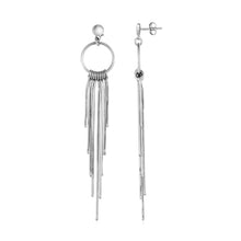 Load image into Gallery viewer, Sterling Silver Earrings with Circles and Wire Tassels in Push Back Closure