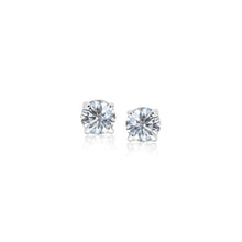 Load image into Gallery viewer, 14k White Gold 3mm Faceted White Cubic Zirconia Stud Earrings