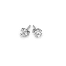Load image into Gallery viewer, 14k White Gold 3mm Faceted White Cubic Zirconia Stud Earrings