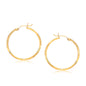 Yellow Gold 14k 30mm Fancy Diamond Cut Slender Large Hoop Earrings in Snap Lock