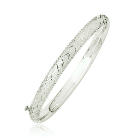 White Gold 14k 6.0 mm Diamond Carved Bangle