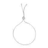 White Gold 14k Adjustable Lariat Style Heart Motif Bracelet in Draw String Clasp