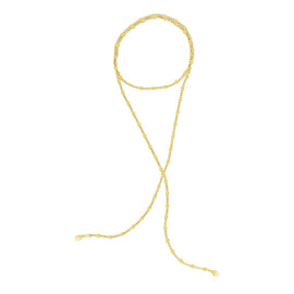 Yellow Gold 14k Tie Women's Necklace with Polished Oval Links