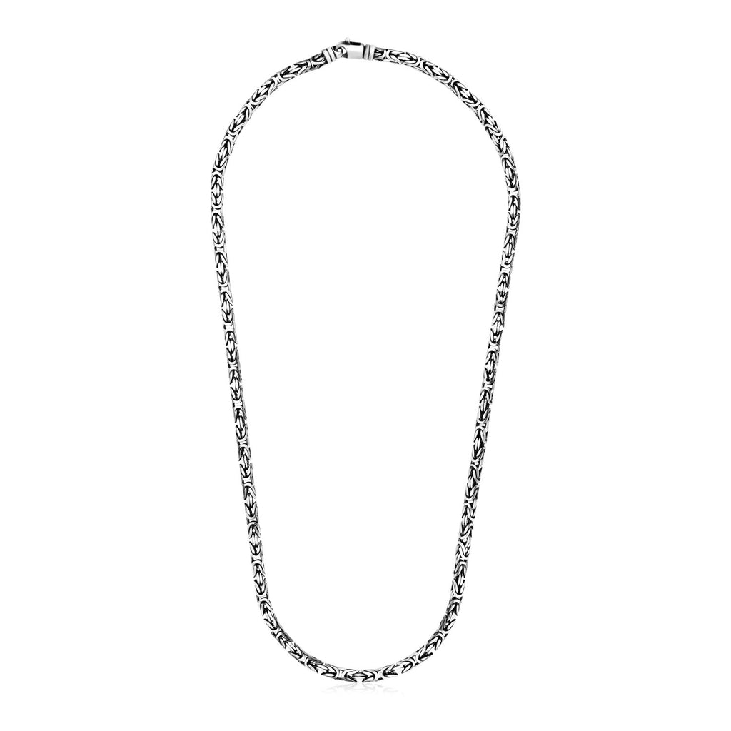 Sterling Silver Gunmetal Finish Byzantine Chain Necklace in Lobster Claw Lock