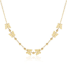 Load image into Gallery viewer, 14k Yellow Gold 18 inch Necklace with Polished Butterflies and Beads