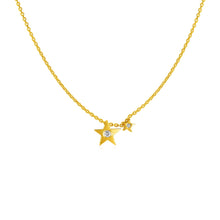 Load image into Gallery viewer, Yellow Gold 14k Necklace with Stars and Diamond in Spring Ring Clasp