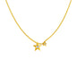 Yellow Gold 14k Necklace with Stars and Diamond in Spring Ring Clasp