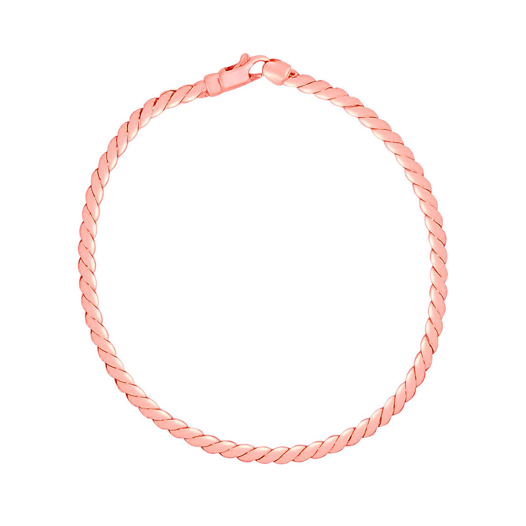 Rose Gold 14k Twisted Link Bracelet in Lobster Claw Lock