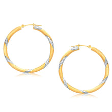 Load image into Gallery viewer, Two Tone Gold 14k 30 mm Polished Hoop Earrings in Snap Lock