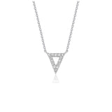 White Gold 14k Diamond Inverted Triangle Pendant in Lobster Claw Lock