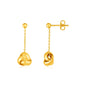 Yellow Gold 14k Love Knot Drop Earrings in Push Back Backing