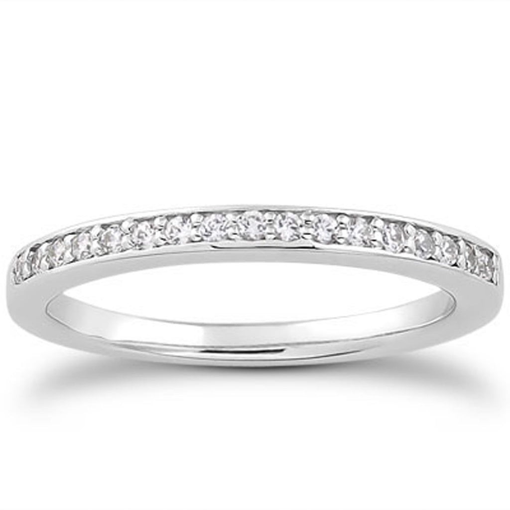 White Gold 14k Micro-pave Flat Sided Diamond Wedding Ring Band