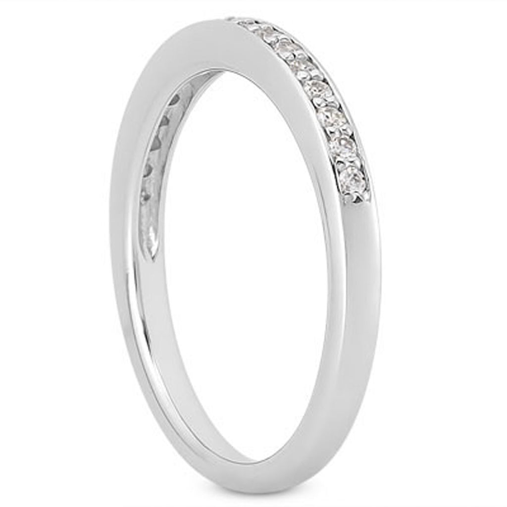 White Gold 14k Micro-pave Flat Sided Diamond Wedding Ring Band