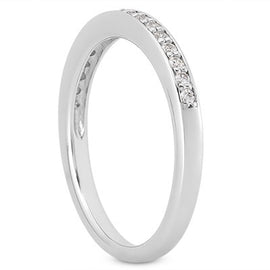 White Gold 14k Micro-pave Flat Sided Diamond Wedding Ring Band