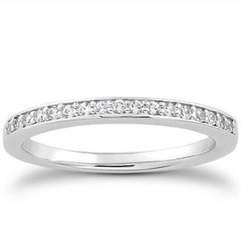 White Gold 14k Micro-pave Flat Sided Diamond Wedding Ring Band