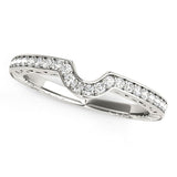 White Gold 14k Crafted Prong Set Curved Wedding Band 1/8 cttw