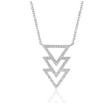 White Gold 14k Triple Triangle Pendant with Diamonds in Lobster Claw Lock