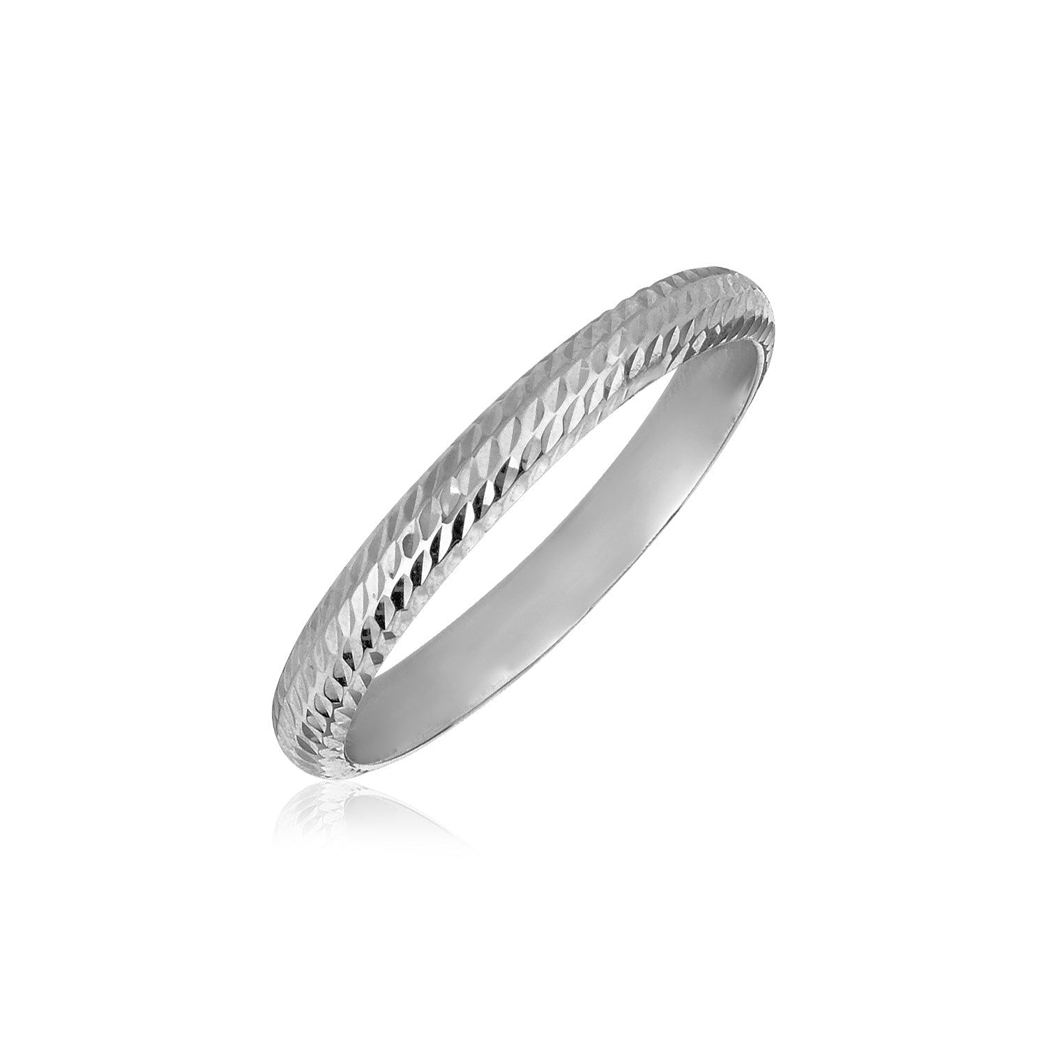 White Gold 14k Classic Textured Comfort Fit Wedding Band