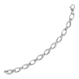 Sterling Silver Polished and Textured Oval Link Bracelet in Lobster Claw Lock