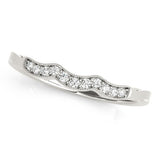 White Gold 14k Wave Style Milgrained Crafted Diamond Wedding Ring 1/20 cttw