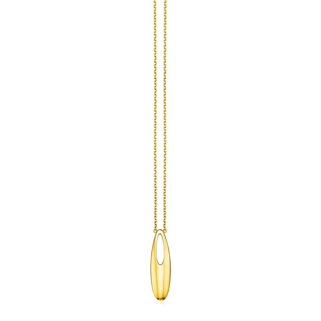 Yellow Gold 14k Necklace with Oval Pendant in Lobster Claw Lock