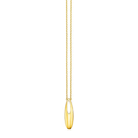 Yellow Gold 14k Necklace with Oval Pendant in Lobster Claw Lock