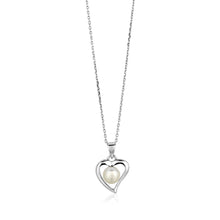Load image into Gallery viewer, Sterling Silver Open Heart Necklace with Freshwater Pearl
