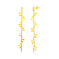 Yellow Gold 14k Long Leaf Motif and Chain Post Earrings in Push Back Backing
