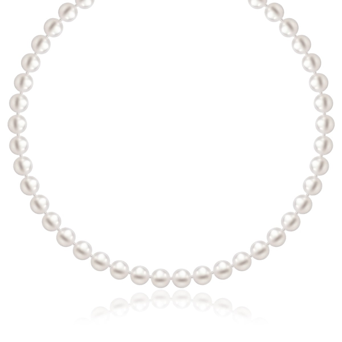 Yellow Gold 14k Elegant Women's Necklace with White Freshwater Cultured Pearls 6.0mm to 6.5mm