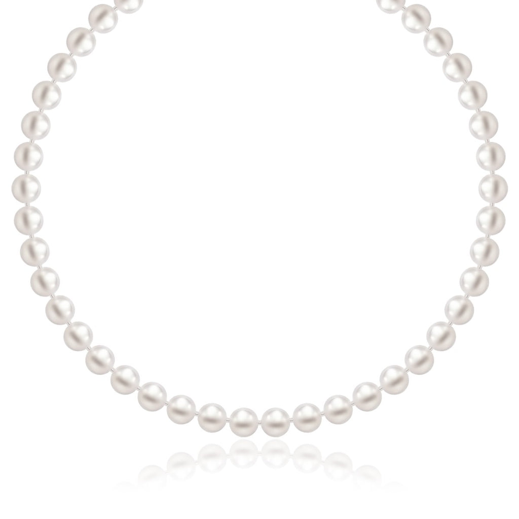 Yellow Gold 14k Elegant Women's Necklace with White Freshwater Cultured Pearls 6.0mm to 6.5mm