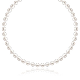 Yellow Gold 14k Elegant Women's Necklace with White Freshwater Cultured Pearls 6.0mm to 6.5mm