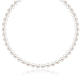 Yellow Gold 14k Elegant Women's Necklace with White Freshwater Cultured Pearls 6.0mm to 6.5mm