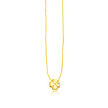 Load image into Gallery viewer, Yellow Gold 14k Polished Four Leaf Clover Necklace with Diamond in Lobster Claw Lock