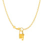 Yellow Gold 14k Necklace with Lock and Key in Lobster Claw Lock
