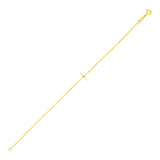 Yellow Gold 14k 5 1/2 inch Cute Childrens Bracelet with Cross