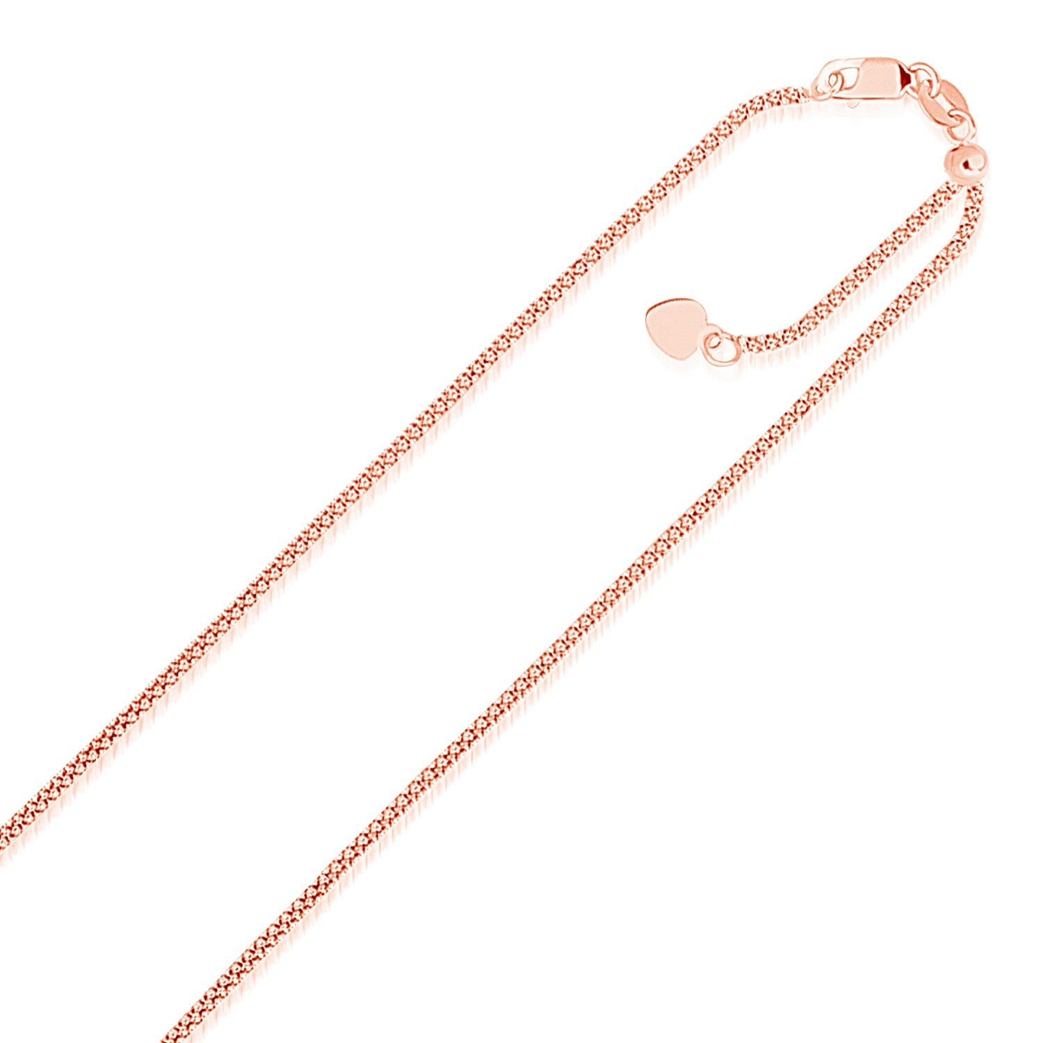 Rose Gold 14k 1.3mm Adjustable Popcorn Chain in Lobster Claw Lock
