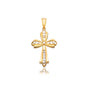 Two-Tone Gold 14k Classic Fancy Cross Pendant with Diamond Cuts