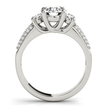 Load image into Gallery viewer, White Gold 14k 3 Stone Pave Set Band Diamond Engagement Ring 1 7/8 cttw Ideal Any Ocassions