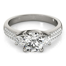 Load image into Gallery viewer, White Gold 14k 3 Stone Pave Set Band Diamond Engagement Ring 1 7/8 cttw Ideal Any Ocassions