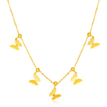 Load image into Gallery viewer, Yellow Gold 14k 18 inch Necklace with Polished Butterfly Pendants in Lobster Claw Lock