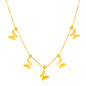 Yellow Gold 14k 18 inch Necklace with Polished Butterfly Pendants in Lobster Claw Lock