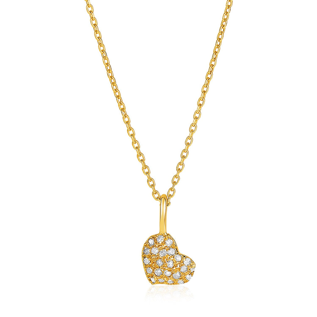Yellow Gold 14k Necklace with Gold and Diamond Heart Pendant 1/10 cttw in Lobster Claw Lock