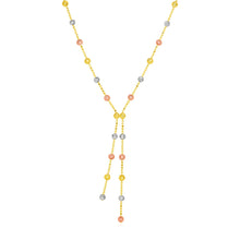 Load image into Gallery viewer, 14k Tri Color Gold Lariat Style Station Necklace