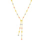 14k Tri Color Gold Lariat Style Station Necklace